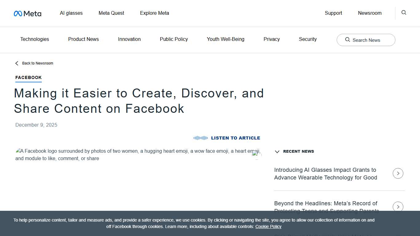 Making it Easier to Create, Discover, and Share Content on Facebook